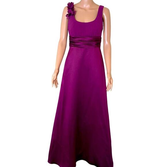 David's Bridal dress bridesmaid NEW Sangria color floral strap empire waist SZ 2 - Picture 2 of 10